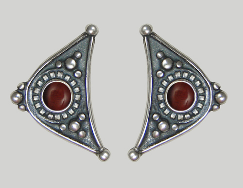 Sterling Silver Little Red Tiger Eye Post Stud Earrings